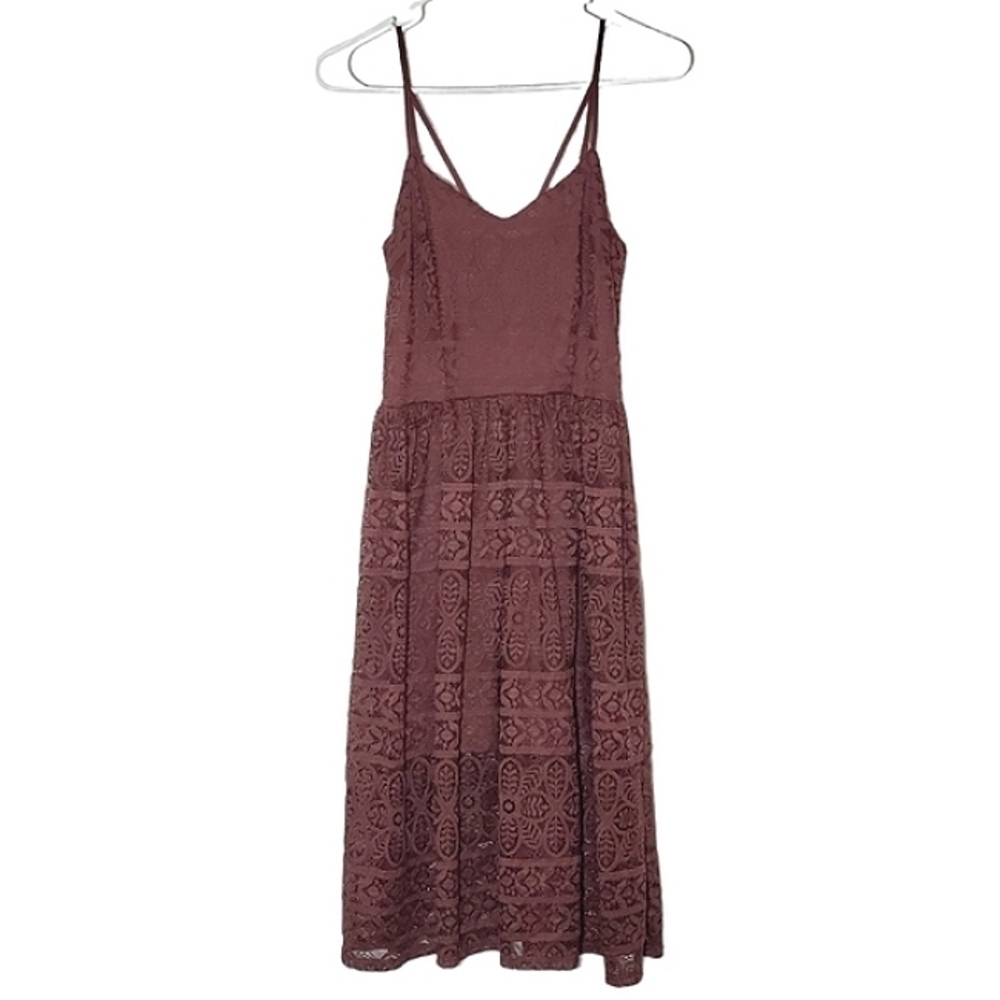 7415 * Xhilaration Lace Midi Dress Brown Size XS